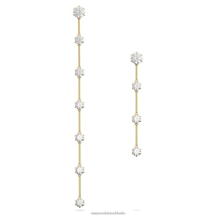 Swarovski constella droppe örhängen P28L816 Smycken asymmetrisk design, rund skärning, vit, glänsande guldfärgad pläterad