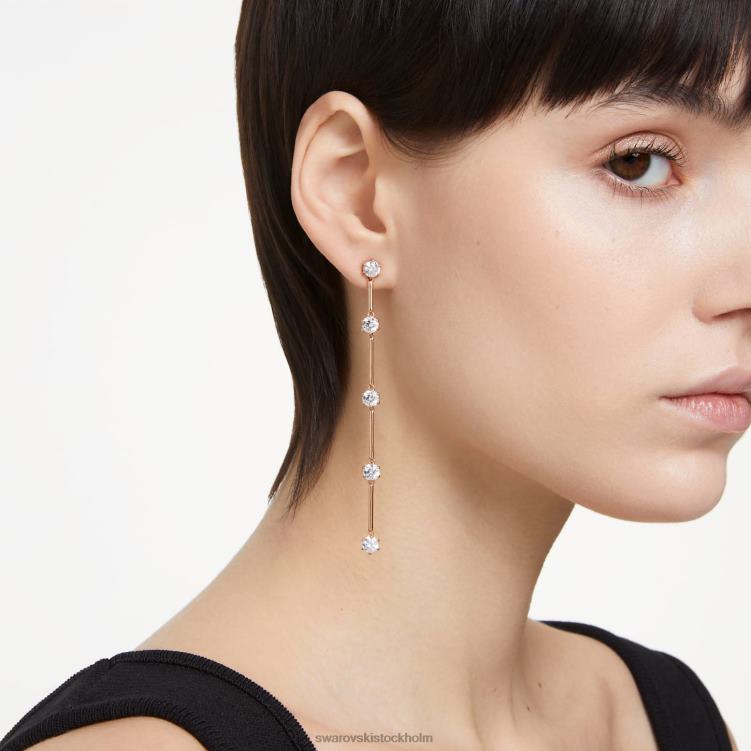 Swarovski constella droppe örhängen P28L834 Smycken rund skuren, vit, roséguld pläterad