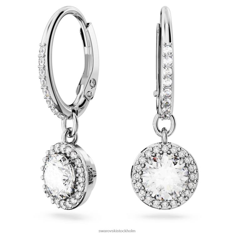 Swarovski constella droppe örhängen P28L849 Smycken rund skuren, pave, vit, rodiumpläterad