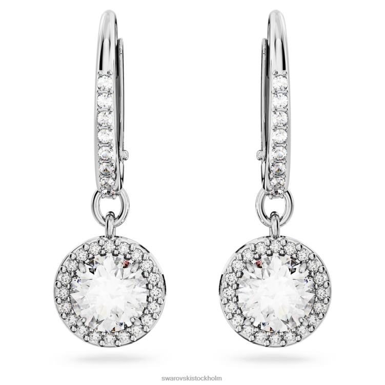 Swarovski constella droppe örhängen P28L849 Smycken rund skuren, pave, vit, rodiumpläterad