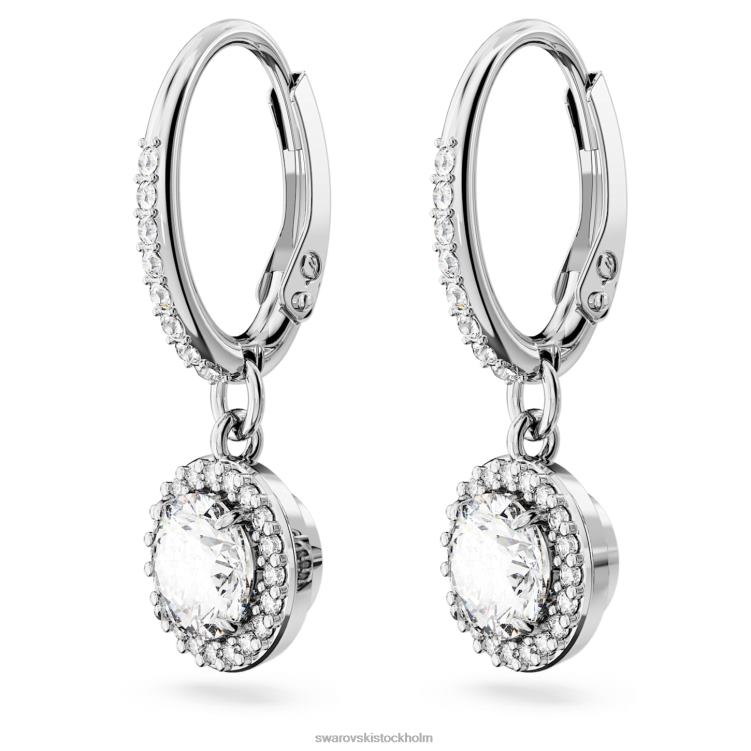 Swarovski constella droppe örhängen P28L849 Smycken rund skuren, pave, vit, rodiumpläterad