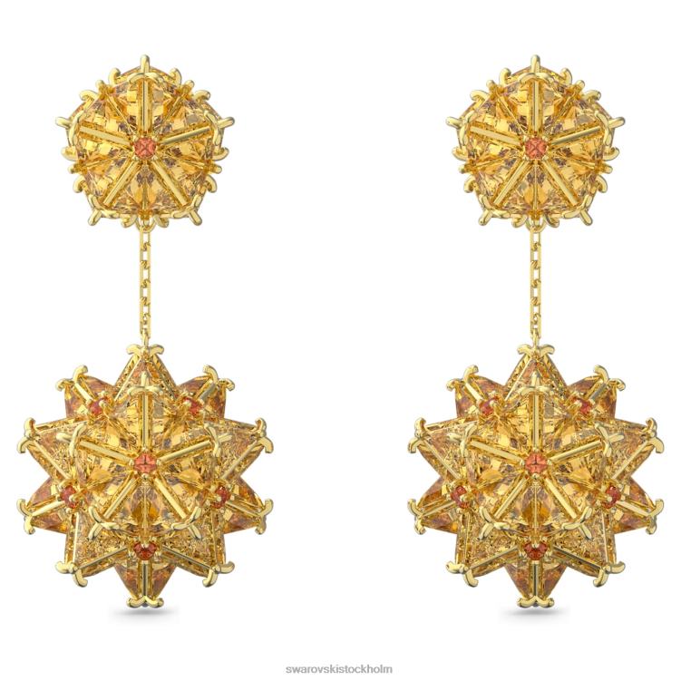 Swarovski curiosa droppörhängen P28L844 Smycken geometriskt snitt, orange, guldfärgad