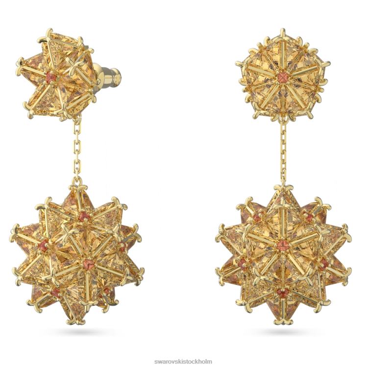 Swarovski curiosa droppörhängen P28L844 Smycken geometriskt snitt, orange, guldfärgad
