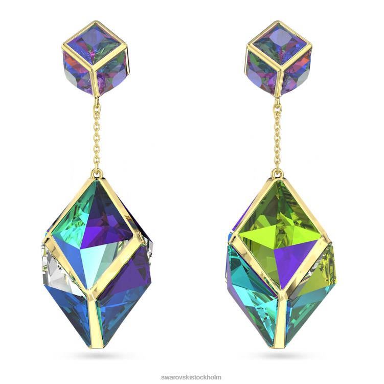 Swarovski curiosa droppörhängen P28L845 Smycken blandade snitt, grön, guldfärgad
