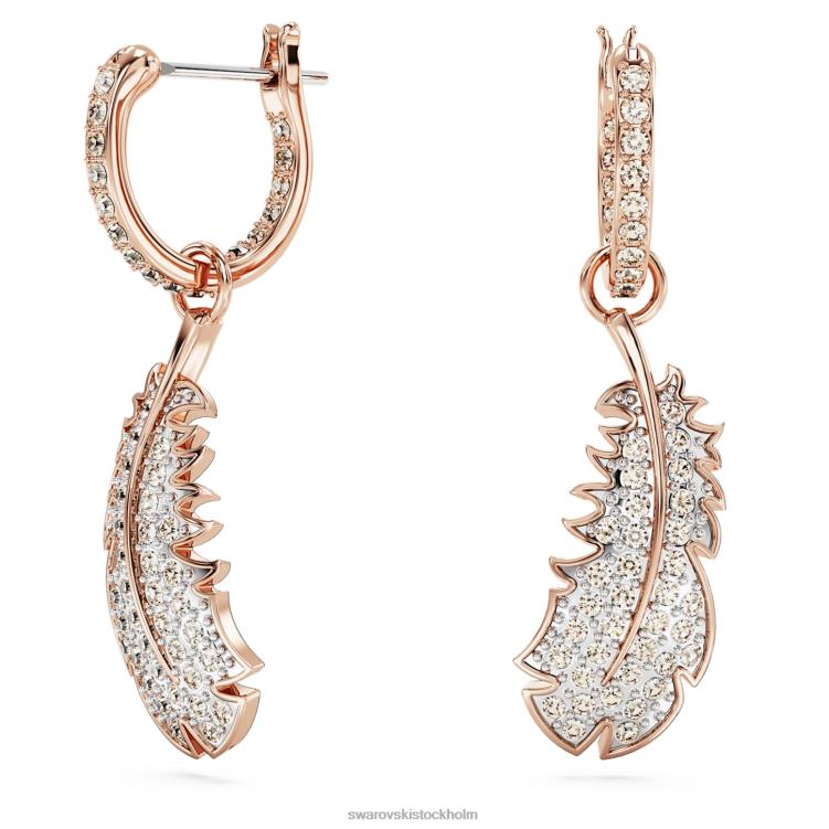 Swarovski fina droppörhängen P28L830 Smycken fjäder, vit, roséguld pläterad