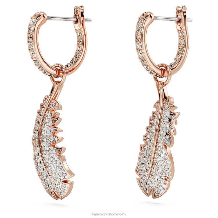 Swarovski fina droppörhängen P28L830 Smycken fjäder, vit, roséguld pläterad