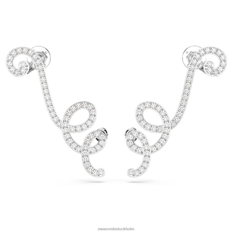 Swarovski fluenta droppe örhängen P28L859 Smycken återantända kristaller, vita, rodiumpläterade