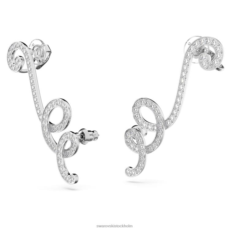 Swarovski fluenta droppe örhängen P28L859 Smycken återantända kristaller, vita, rodiumpläterade