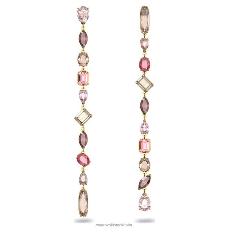 Swarovski gema droppe örhängen P28L806 Smycken asymmetrisk design, blandade snitt, flerfärgad, guldfärgad