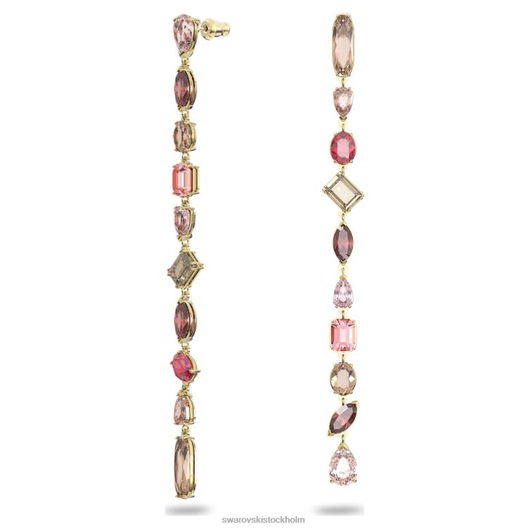 Swarovski gema droppe örhängen P28L806 Smycken asymmetrisk design, blandade snitt, flerfärgad, guldfärgad