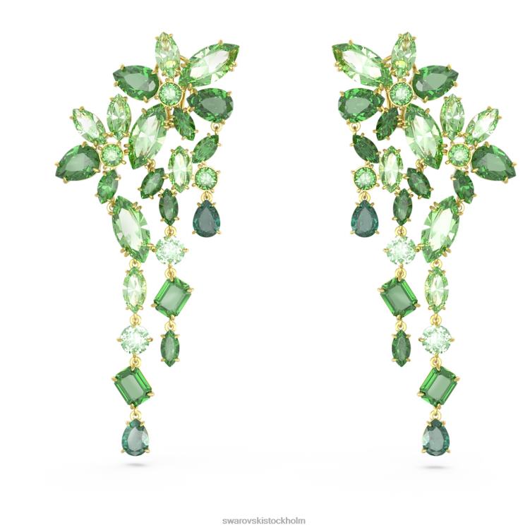 Swarovski gema droppe örhängen P28L846 Smycken blandade snitt, grön, guldfärgad