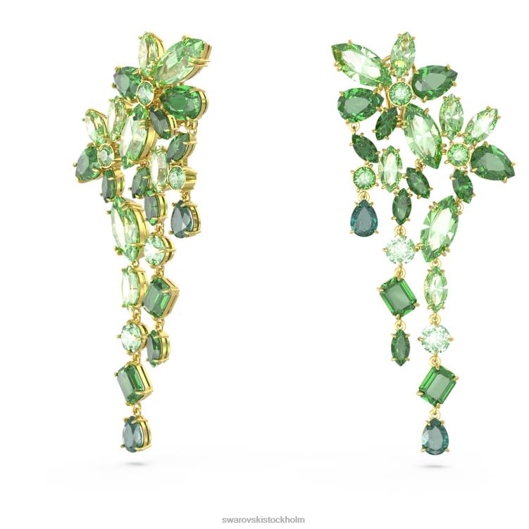 Swarovski gema droppe örhängen P28L846 Smycken blandade snitt, grön, guldfärgad