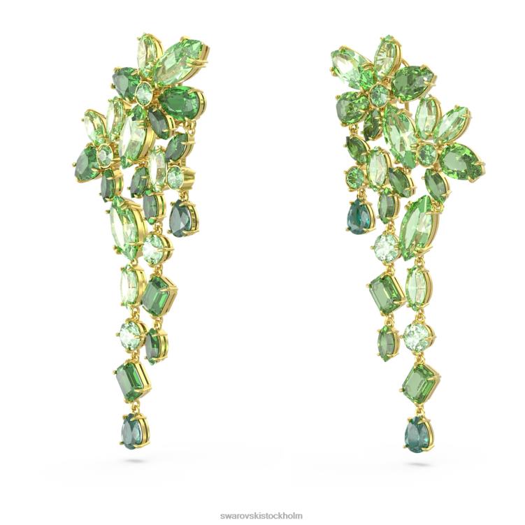 Swarovski gema droppe örhängen P28L846 Smycken blandade snitt, grön, guldfärgad