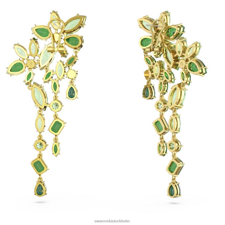 Swarovski gema droppe örhängen P28L846 Smycken blandade snitt, grön, guldfärgad