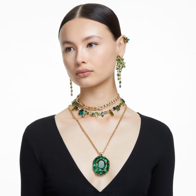 Swarovski gema droppe örhängen P28L846 Smycken blandade snitt, grön, guldfärgad