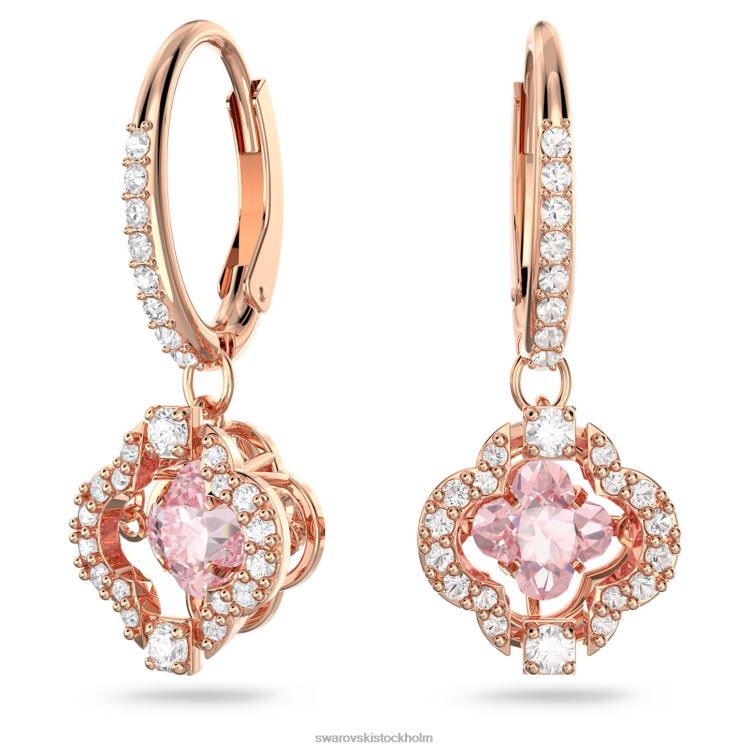Swarovski gnistrande droppörhängen för dans P28L801 Smycken klöver, rosa, roséguld pläterad