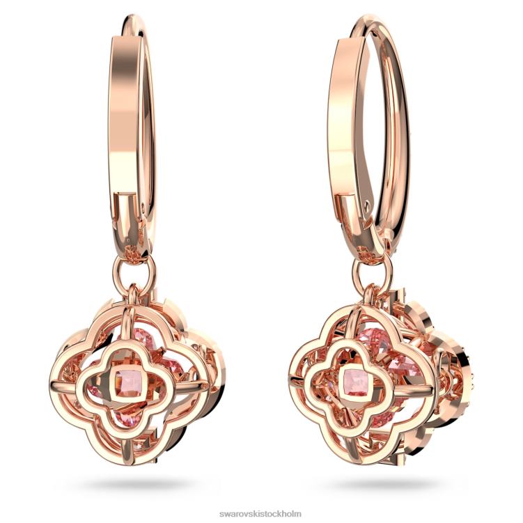 Swarovski gnistrande droppörhängen för dans P28L801 Smycken klöver, rosa, roséguld pläterad