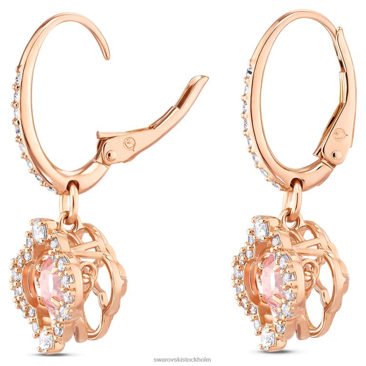 Swarovski gnistrande droppörhängen för dans P28L801 Smycken klöver, rosa, roséguld pläterad
