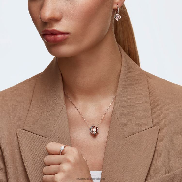 Swarovski gnistrande droppörhängen för dans P28L801 Smycken klöver, rosa, roséguld pläterad