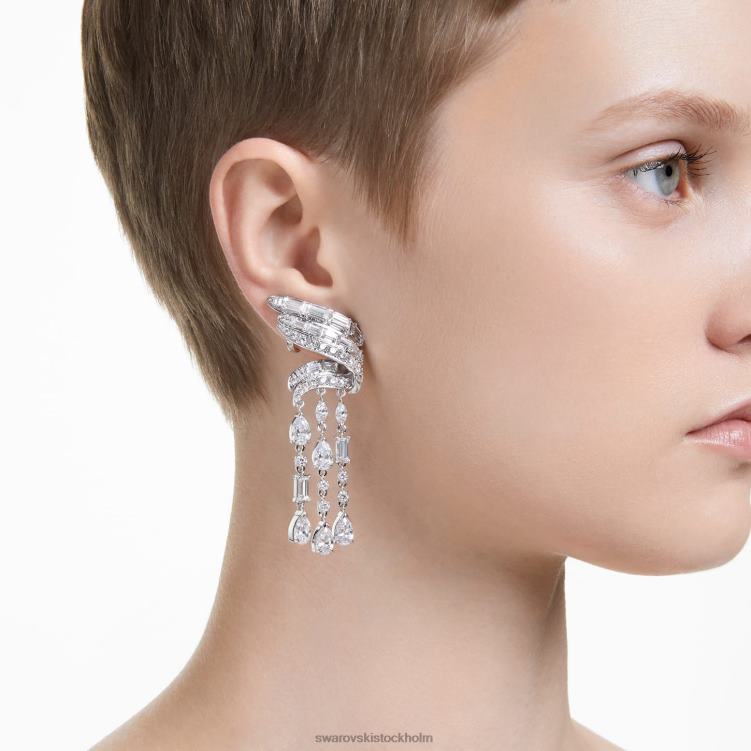 Swarovski hyperbel droppe örhängen P28L855 Smycken kolneutral zirkoniumoxid, blandade snitt, vit, rodiumpläterad
