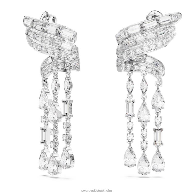 Swarovski hyperbel droppe örhängen P28L855 Smycken kolneutral zirkoniumoxid, blandade snitt, vit, rodiumpläterad