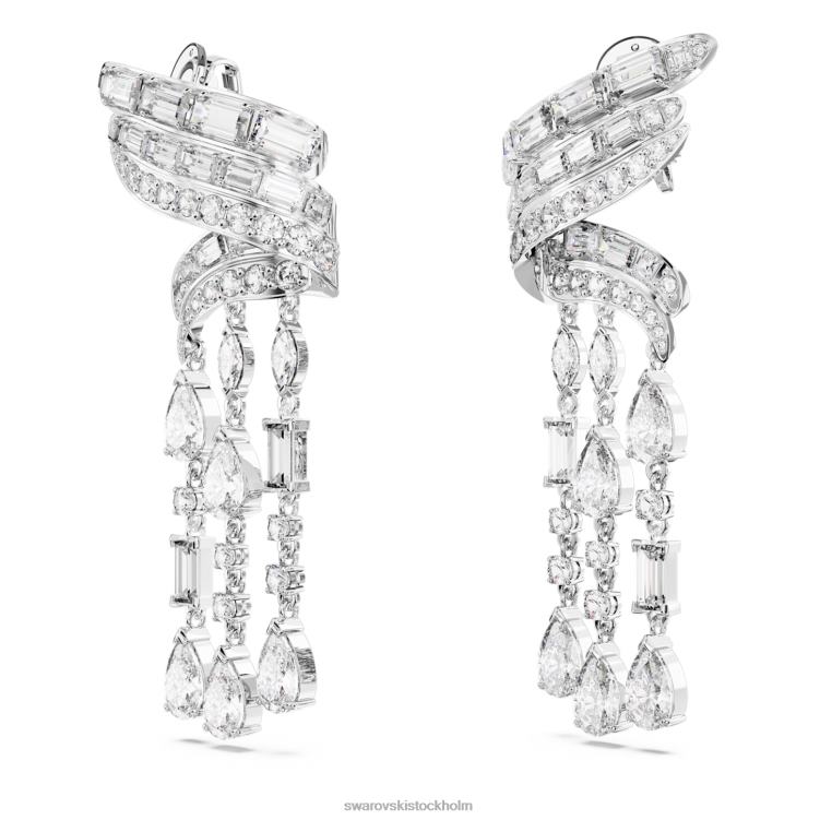 Swarovski hyperbel droppe örhängen P28L855 Smycken kolneutral zirkoniumoxid, blandade snitt, vit, rodiumpläterad