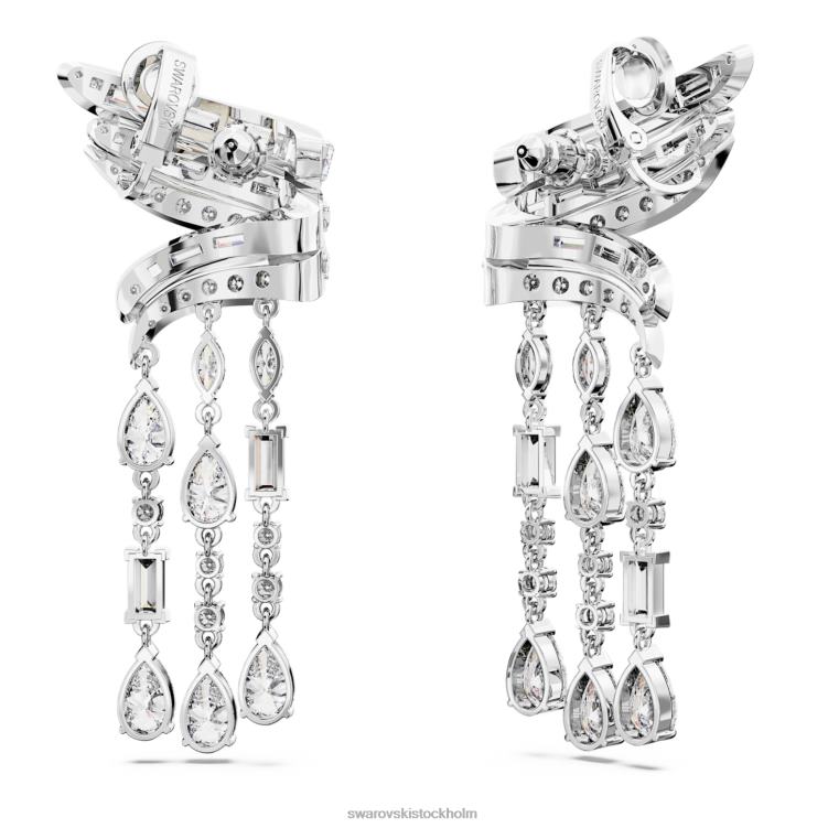 Swarovski hyperbel droppe örhängen P28L855 Smycken kolneutral zirkoniumoxid, blandade snitt, vit, rodiumpläterad