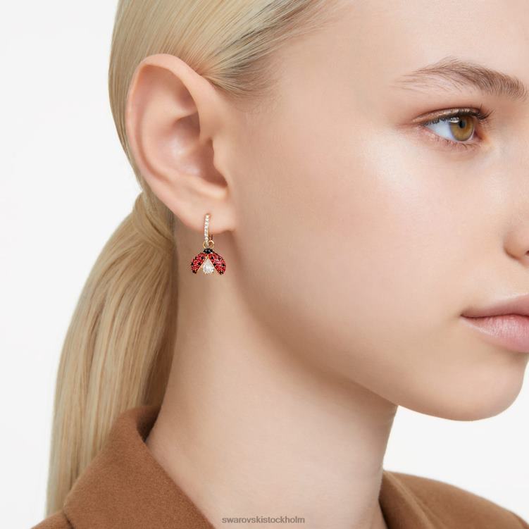 Swarovski idyllia droppörhängen P28L826 Smycken nyckelpiga, röd, guldfärgad