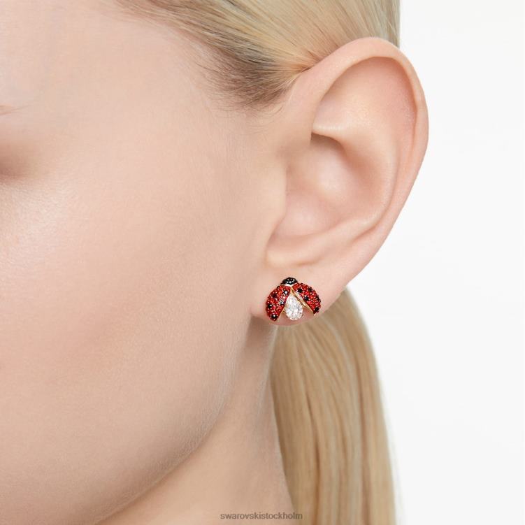 Swarovski idyllia droppörhängen P28L826 Smycken nyckelpiga, röd, guldfärgad