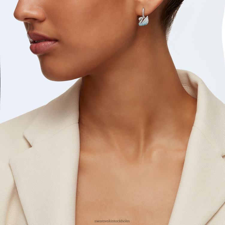 Swarovski ikoniska svandroppsörhängen P28L783 Smycken svan, blå, rodiumpläterad