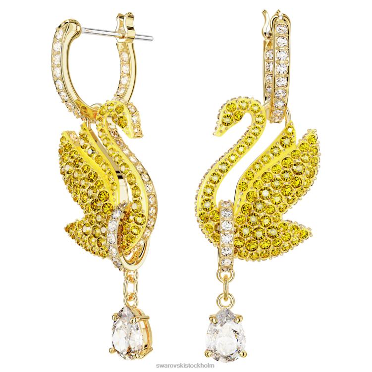 Swarovski ikoniska svandroppsörhängen P28L807 Smycken svan, gul, guldfärgad