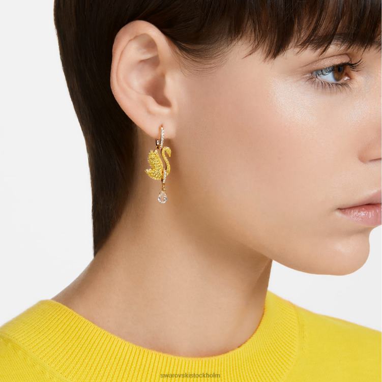Swarovski ikoniska svandroppsörhängen P28L807 Smycken svan, gul, guldfärgad