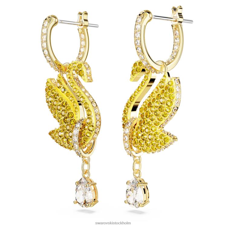 Swarovski ikoniska svandroppsörhängen P28L807 Smycken svan, gul, guldfärgad