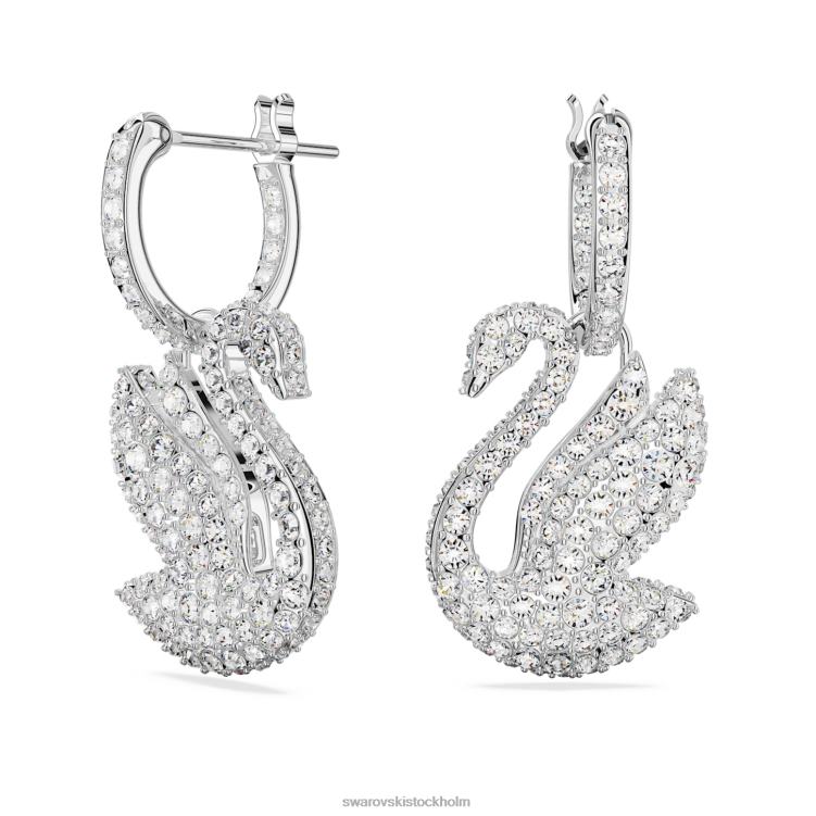 Swarovski ikoniska svandroppsörhängen P28L810 Smycken svan, vit, rodiumpläterad