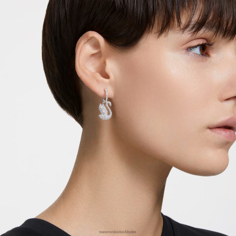 Swarovski ikoniska svandroppsörhängen P28L810 Smycken svan, vit, rodiumpläterad