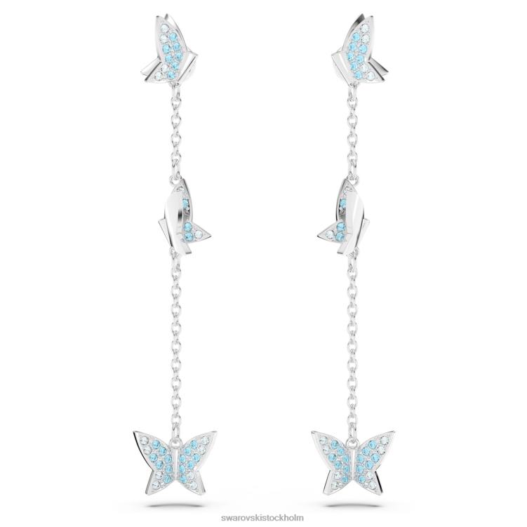 Swarovski lilia droppe örhängen P28L766 Smycken fjäril, blå, rodiumpläterad