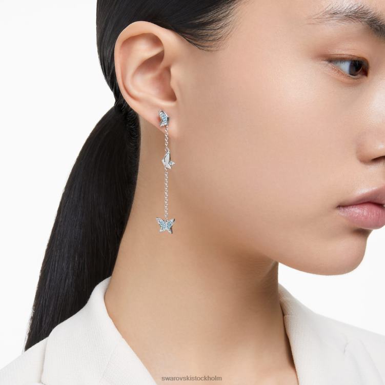 Swarovski lilia droppe örhängen P28L766 Smycken fjäril, blå, rodiumpläterad