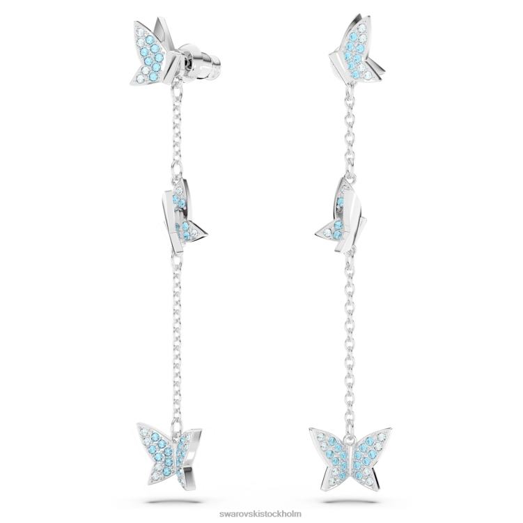 Swarovski lilia droppe örhängen P28L766 Smycken fjäril, blå, rodiumpläterad