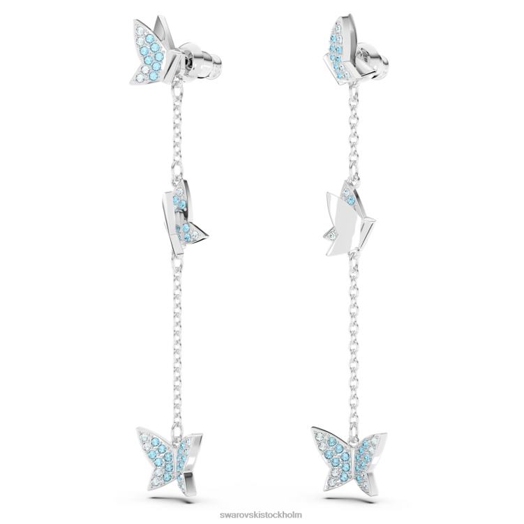 Swarovski lilia droppe örhängen P28L766 Smycken fjäril, blå, rodiumpläterad