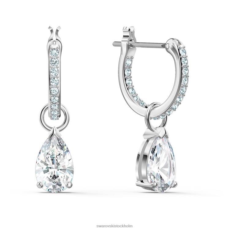 Swarovski locka till sig droppörhängen P28L815 Smycken päronskuren, vit, rodiumpläterad