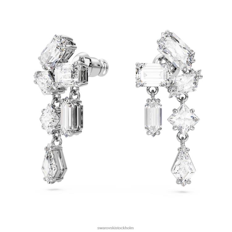 Swarovski mesmera droppe örhängen P28L827 Smycken blandade snitt, vita, rodiumpläterade