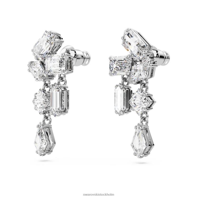 Swarovski mesmera droppe örhängen P28L827 Smycken blandade snitt, vita, rodiumpläterade