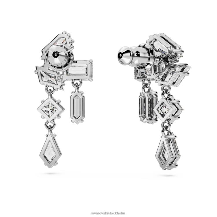 Swarovski mesmera droppe örhängen P28L827 Smycken blandade snitt, vita, rodiumpläterade