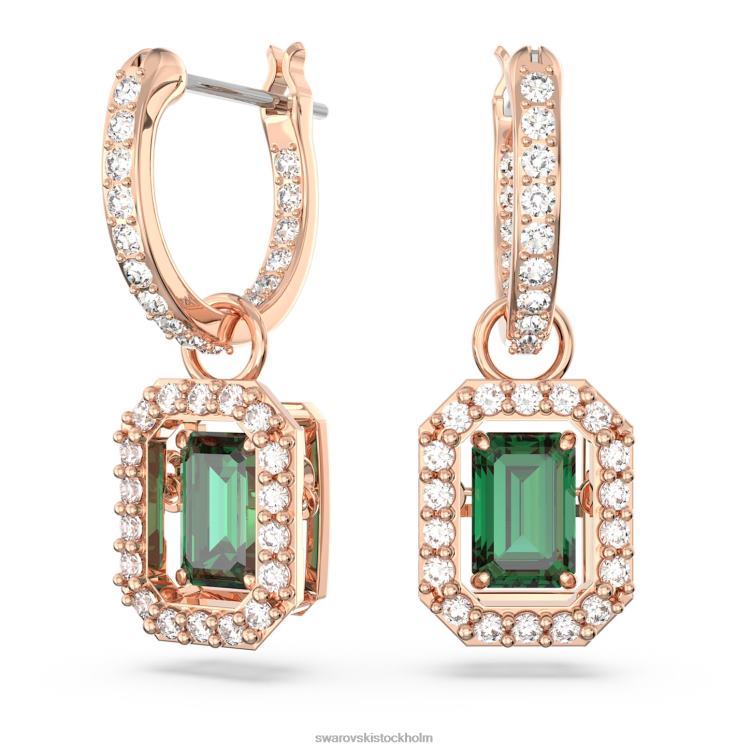 Swarovski millenia droppe örhängen P28L842 Smycken oktagonslipad, grön, roséguld pläterad