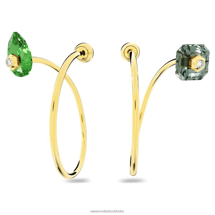 Swarovski numina droppe örhängen P28L820 Smycken asymmetrisk design, blandade snitt, flerfärgad, guldfärgad