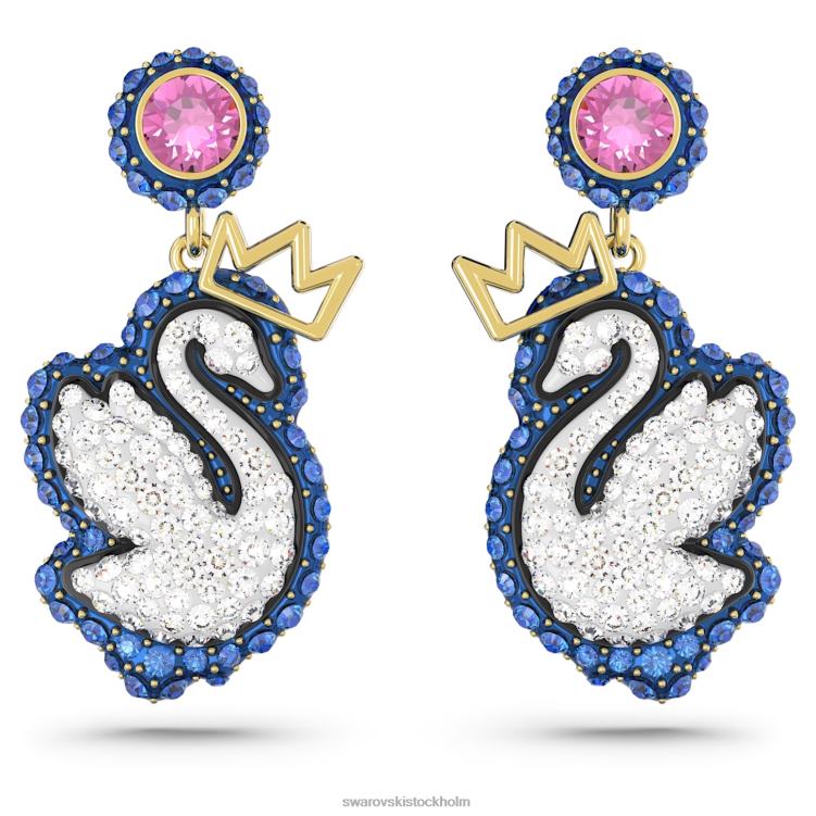 Swarovski pop svan droppe örhängen P28L821 Smycken svan, blå, guldfärgad