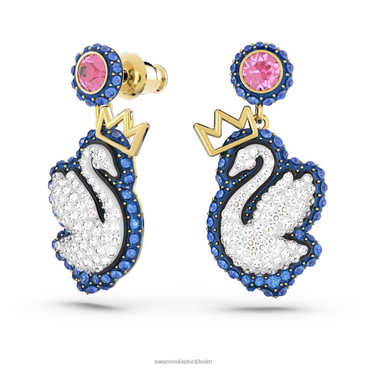 Swarovski pop svan droppe örhängen P28L821 Smycken svan, blå, guldfärgad