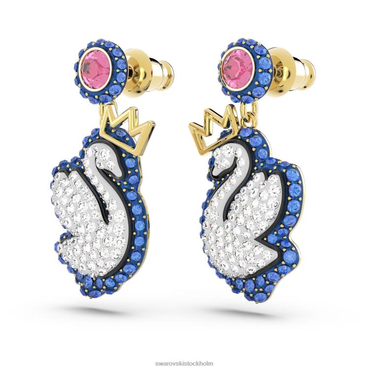 Swarovski pop svan droppe örhängen P28L821 Smycken svan, blå, guldfärgad