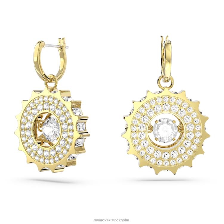 Swarovski rota droppe örhängen P28L814 Smycken blandade runda snitt, vit, guldfärgad pläterad