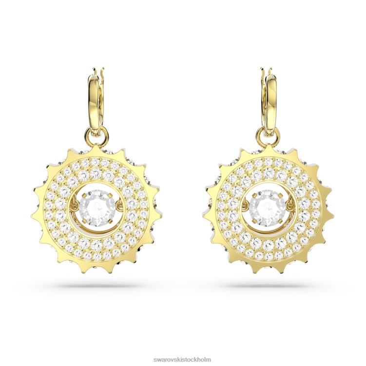 Swarovski rota droppe örhängen P28L814 Smycken blandade runda snitt, vit, guldfärgad pläterad